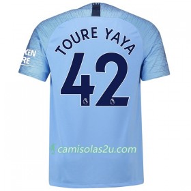 Camisolas de Futebol Manchester City Toure Yaya 42 Equipamento Principal 2018/19 Manga Curta